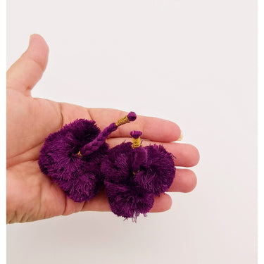 4 x Violet Pom-Pom Tassels Latkan, Pompom Decorations, Pom poms